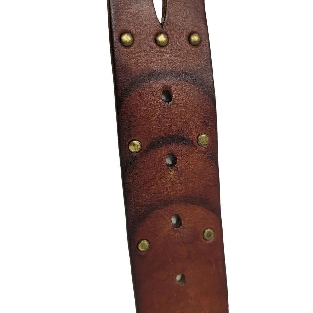 AEO Genuine Leather Brown‎ Belt M Perforated Studded Boho Country Cowgirl
